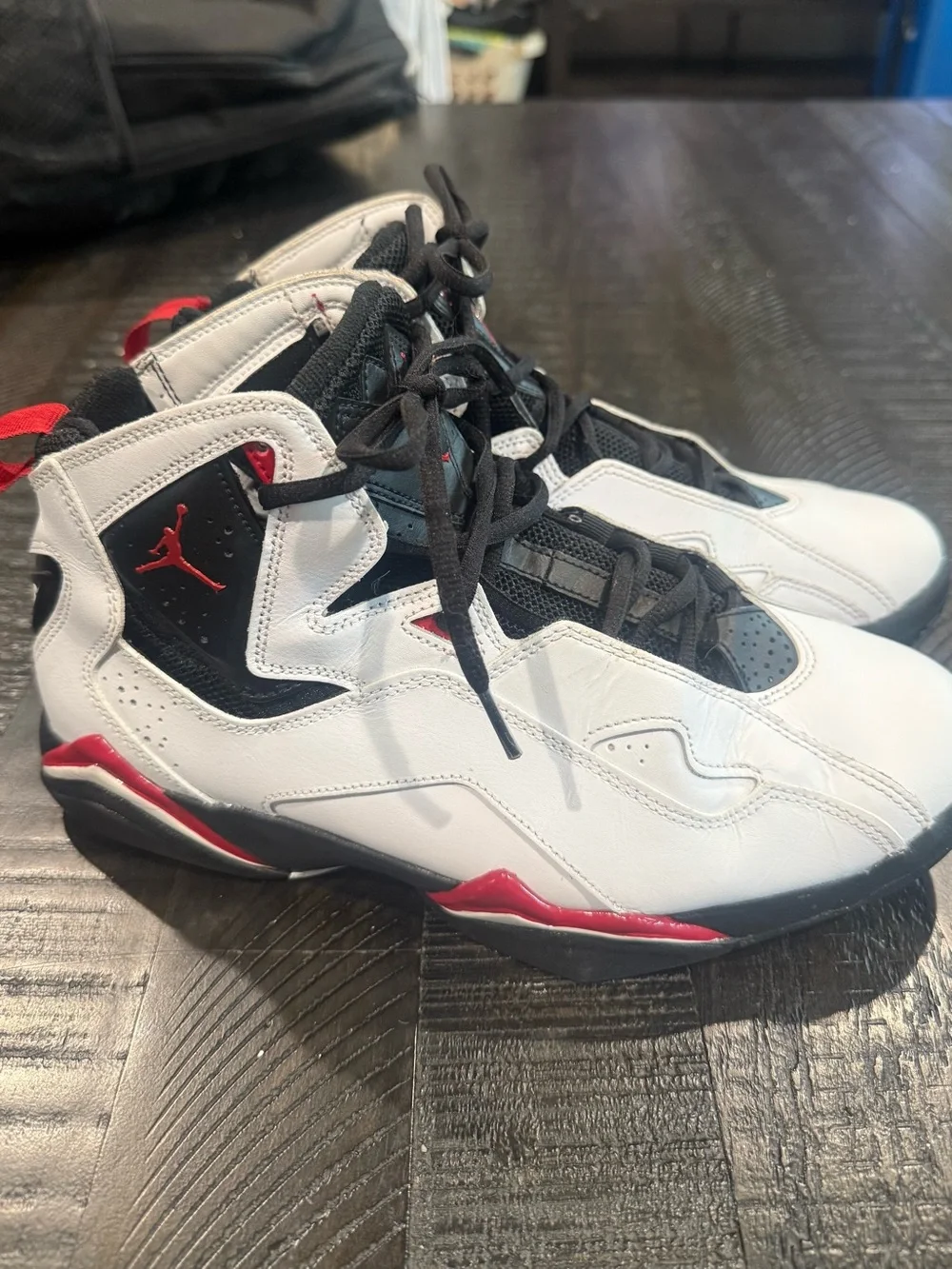 Jordan Men’s White/Black/Red High-Top Basketball Shoes